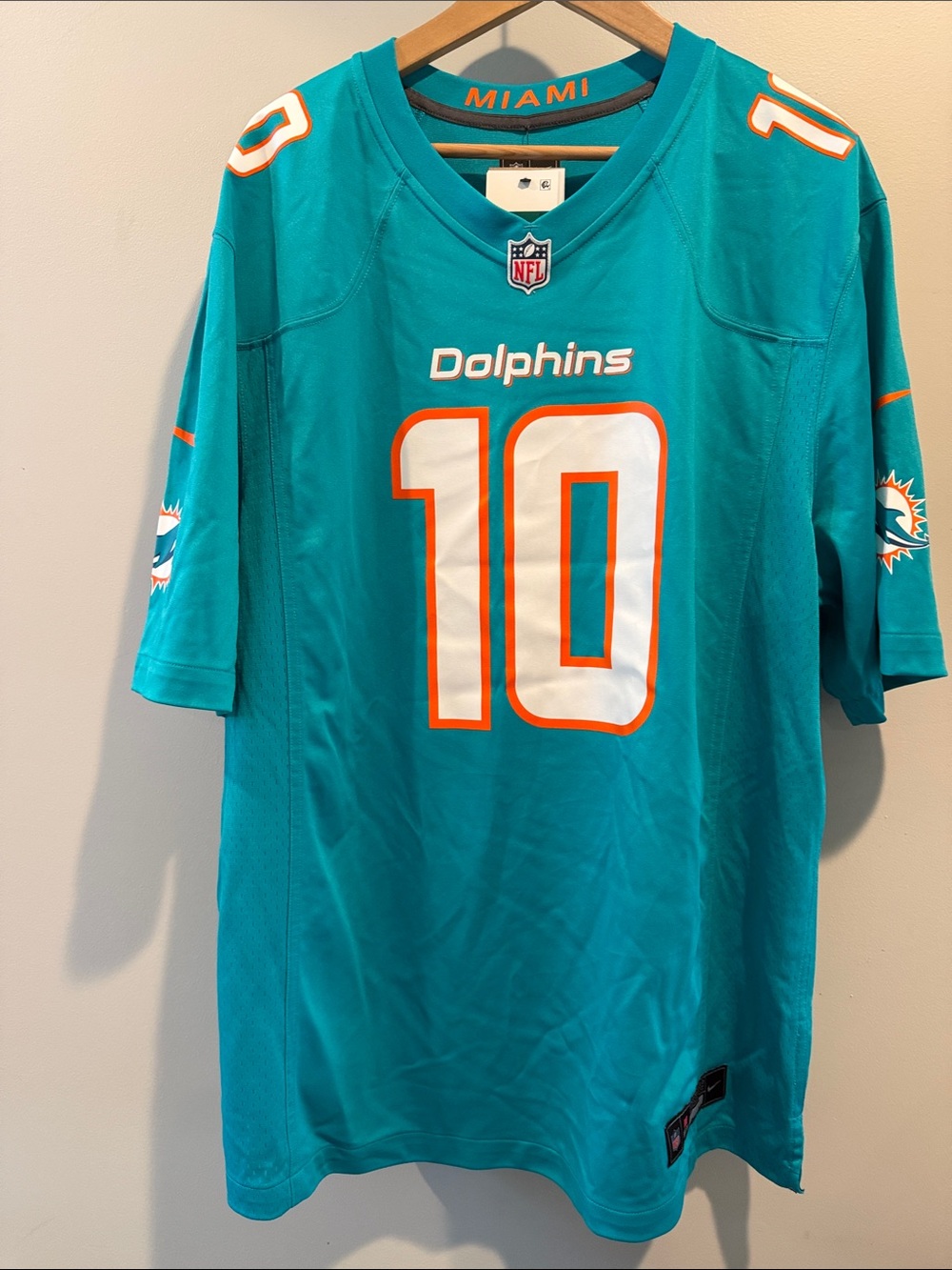 NFL Nike XL Home Aqua On Field Miami Dolphins Tyreek Hill #10 Jersey